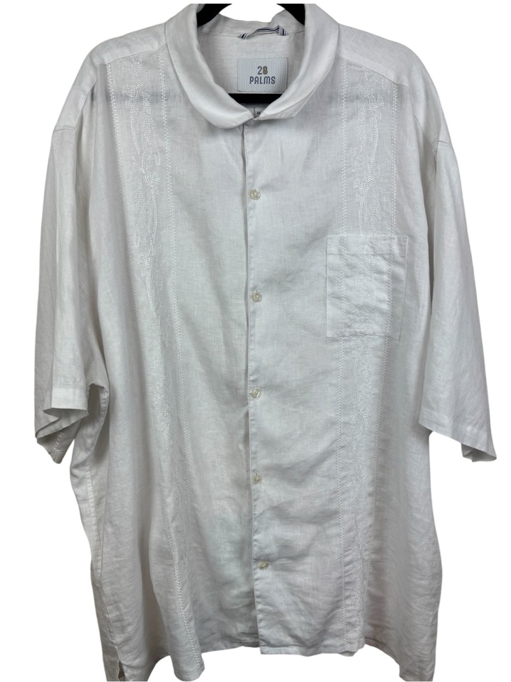 28 Palms S/S Linen embroidered Relaxed fit White Camp Shirt 4X